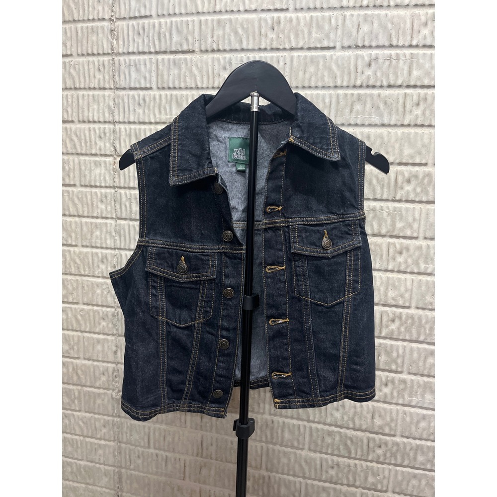 Wild Fable Womens Dark Wash Indigo Denim Trucker Vest Small Sleeveless Jacket